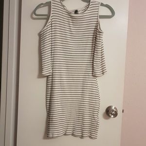 White and black striped dress